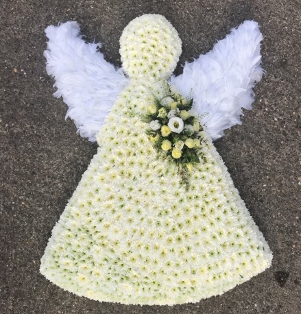 Angel Funeral Tribute with Feather Wings