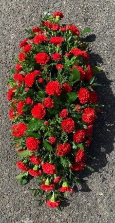 Red carnation casket