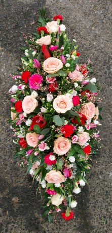 Pink and red Casket Spray