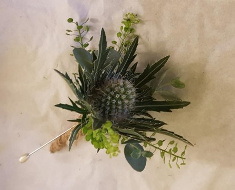 Men's White Thistle Buttonhole