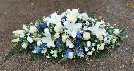 Blue and White Casket Spray