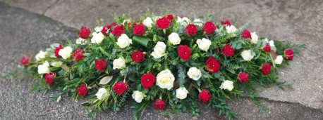 Red and White Roses Casket Spray