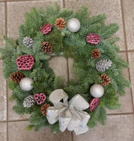 Luxury Pinks and Silvers Spruce Door Wreath