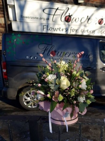 Pink and white Hat Box