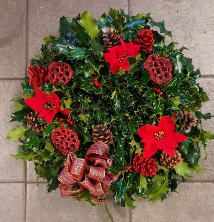 Traditional Red Holly Wreath