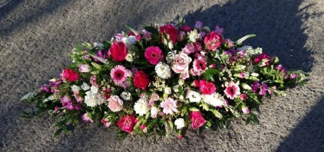 Cerise and Pink Double Ended Casket Spray