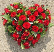 All Red Rose and Foliage Heart