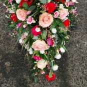 Pink and Red Casket Spray