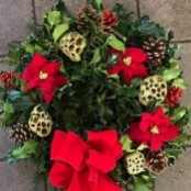 Red and Gold Holly Wreath